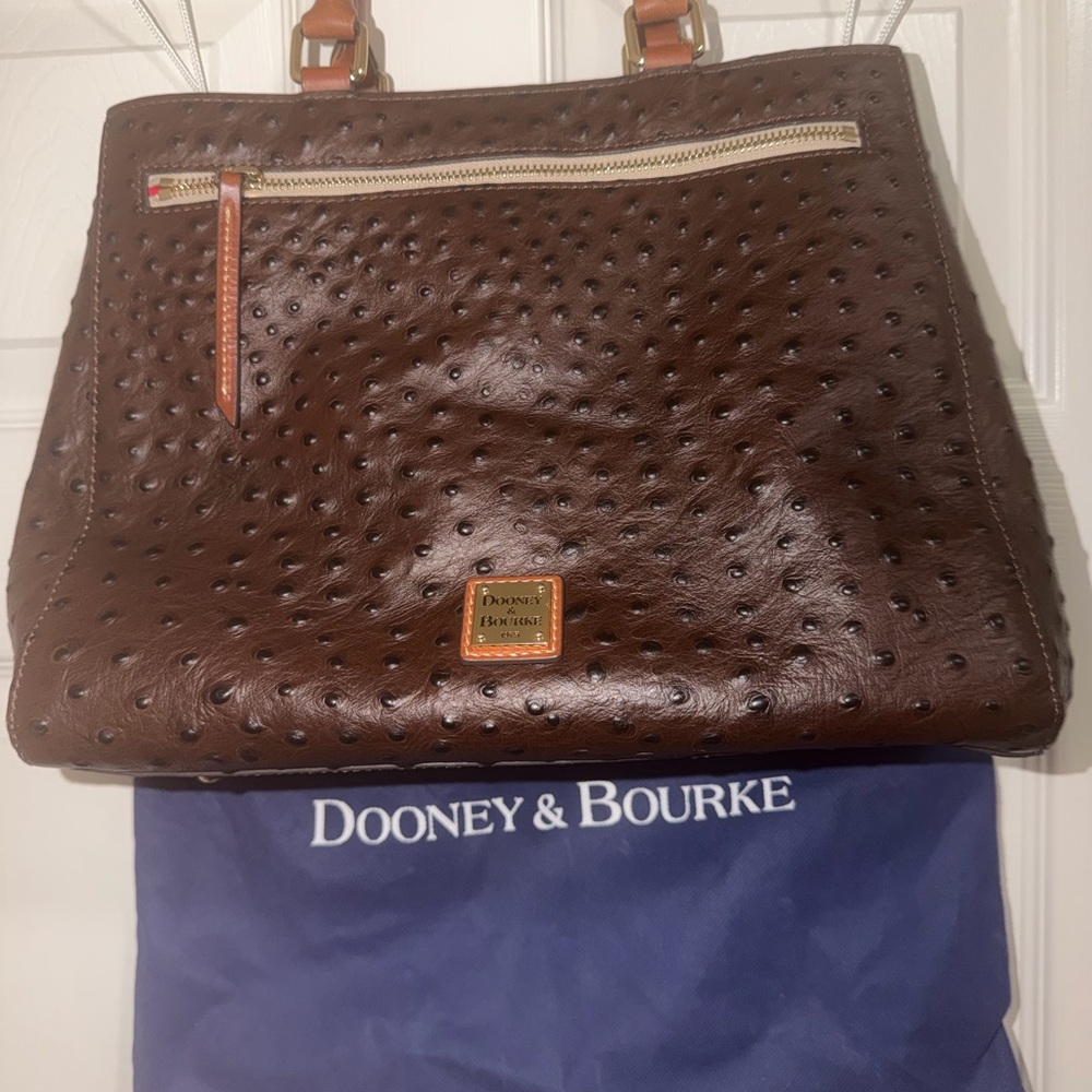 Dooney & Bourke Rich Brown Ostrich Leather Shoulder Bag
